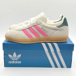 Adidas Gazelle Indoor Off White/Lucid Pink/Gum Size 7.5 Women Sneaker JQ1096 NEW